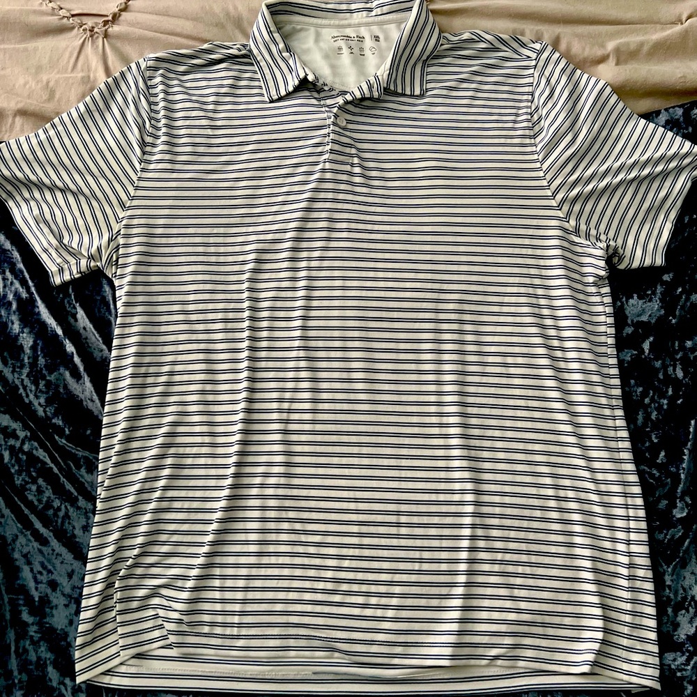 Abercrombie and Fitch Green Striped Polo Shirt SZ XXL
